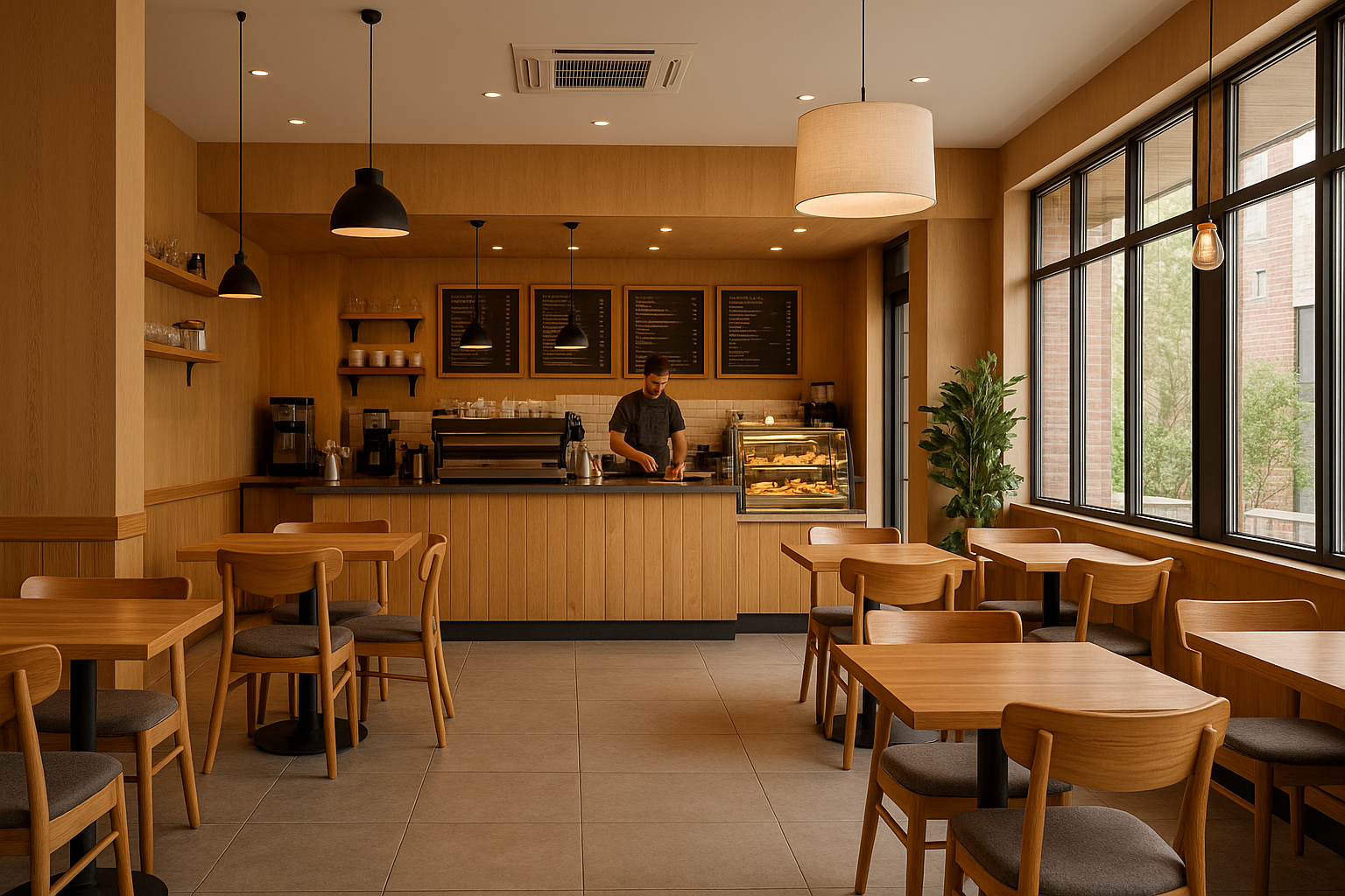 Interior of Kigali Coffee House with cozy seating and modern decor
